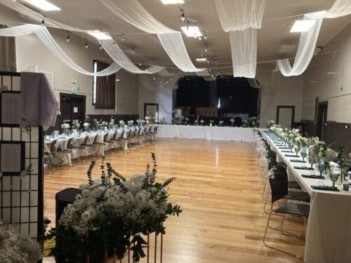 main hall set for wedding